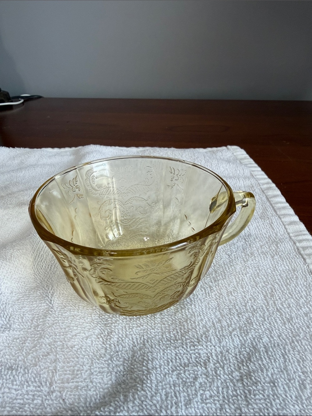 Vintage Yellow Depression Glass Cup - Brand Unknown